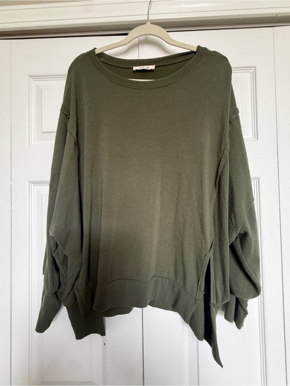 Jolie Olive Green Oversized Crewneck Sweatshirt